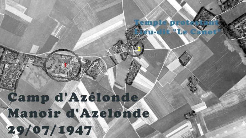 Le Manoir d'Azelonde vu par satellite en 1947